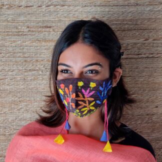 Stay Safe Silk Black Collage Mask
